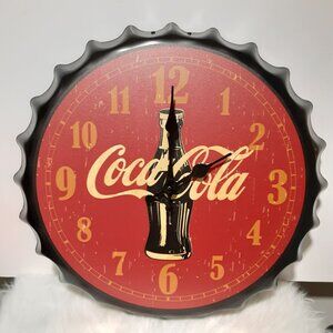 Large Tin Wall Clock ~ Bottle Cap Shape ~ New in Box
